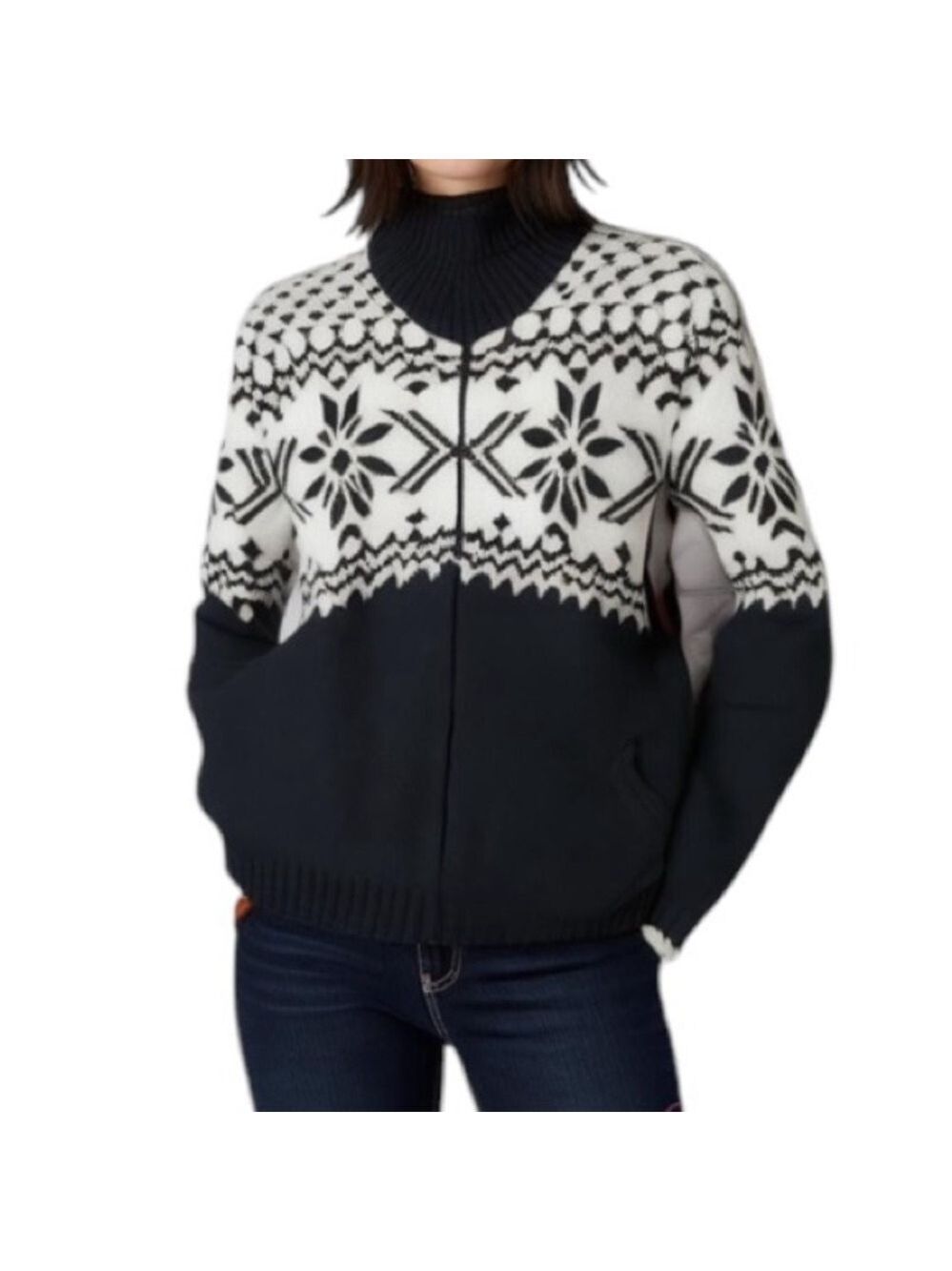 Express Fair Isle Zip up Cardigan Sweater Size L